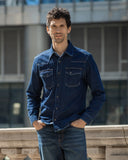 CHEMISE EN JEAN SLIM DÉLAVÉ FONCÉ