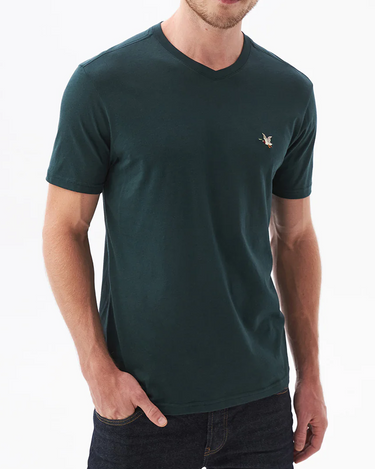 SLIM FIT V-NECK BASIC COTTON TEE IN GREEN