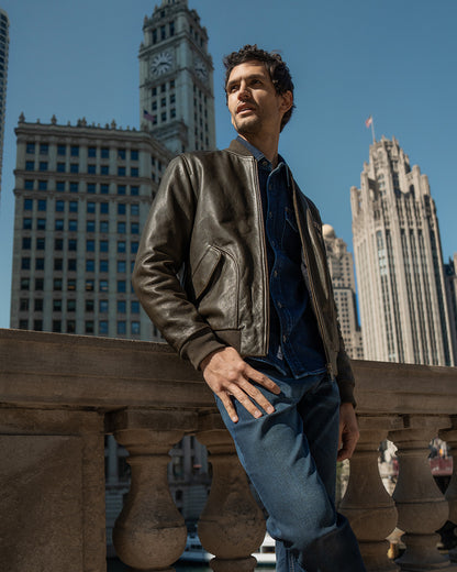 EXCLUSIVE ATLANTA LEATHER JACKET IN GREEN