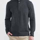 HENLY KNIT SWEATER WITH SUEDE ELBOW PATCHES IN GREY