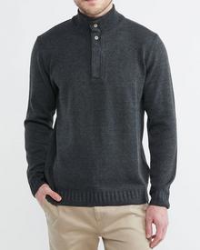 HENLY KNIT SWEATER WITH SUEDE ELBOW PATCHES IN GRAY