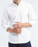 CAMISA SLIM DE TEXTURA DE ALGODÓN EN BLANCO