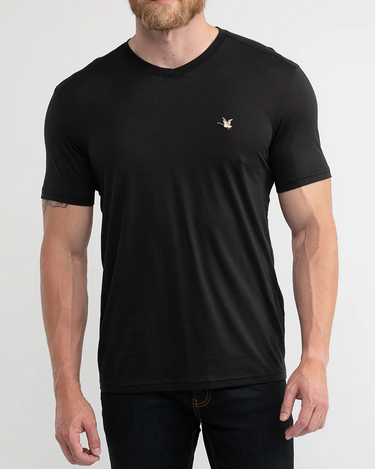 SLIM FIT V-NECK BASIC COTTON TEE IN BLACK