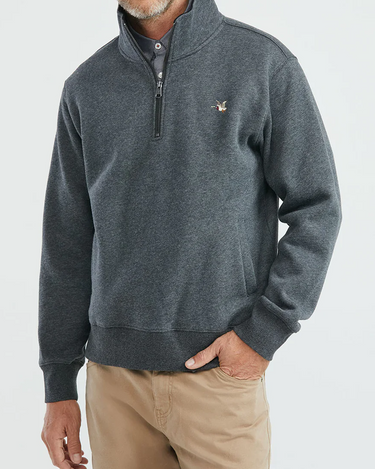 COTTON ZIP MOCKNECK SWEATSHIRT IN GREY