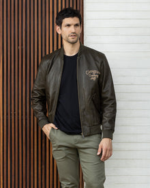 EXCLUSIVE ATLANTA LEATHER JACKET IN GREEN
