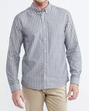 CLASSIC FIT STRIPED COTTON SHIRT IN GRAY