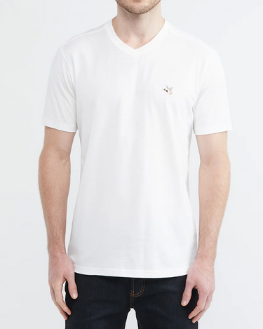 SLIM FIT V-NECK BASIC COTTON TEE IN WHITE