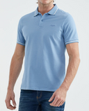 SLIM FIT WHITE STRIPED COLLAR POLO IN BLUE