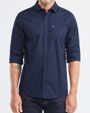 CAMISA SLIM FIT CON BOLSILLO EN AZUL