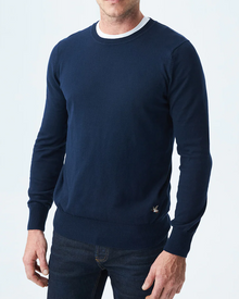 COTTON KNIT CREWNECK SWEATER IN NAVY