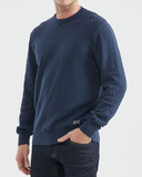 PULL EN COTON JACQUARD BLEU