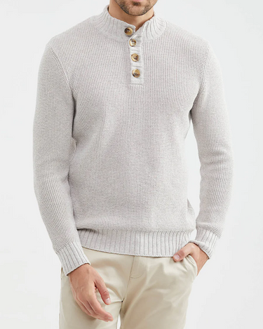 MOCKNECK HENLY KNIT SWEATER IN ECRU