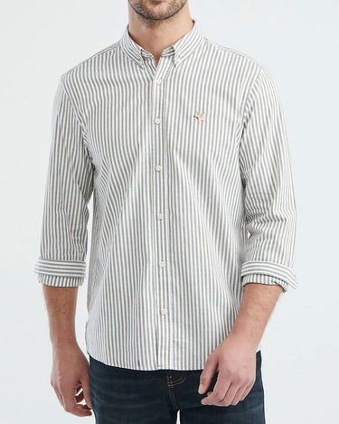 CLASSIC FIT COTTON STRIPED SHIRT IN GREEN