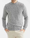 MARLED KNIT CREWNECK SWEATER IN BLACK AND WHITE