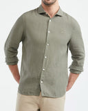 SLIM FIT LINEN SHIRT IN GREEN