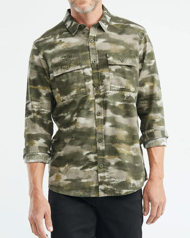 CLASSIC FIT CAMOUFLAGE COTTON SHIRT IN GREEN