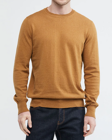 COTTON KNIT CREWNECK SWEATER IN ORANGE