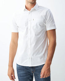WHITE SHORT-SLEEVE COTTON SHIRT