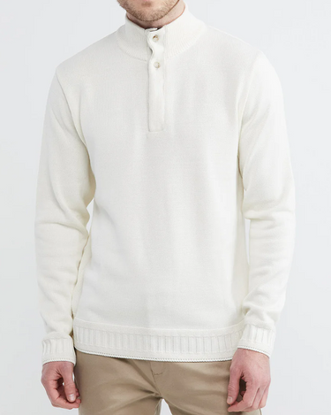 HENLY KNIT SWEATER WITH SUEDE ELBOW PATCHES IN WHITE