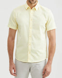 CHEMISE EN COTON À MANCHES COURTES JAUNE PÂLE