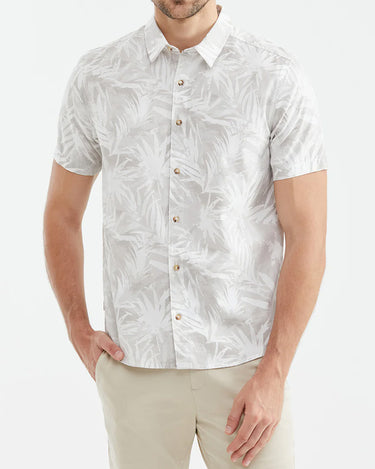 WHITE & GRAY GRAPHIC SHORT-SLEEVE COTTON SHIRT