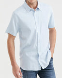 CHEMISE EN COTON À MANCHES COURTES BLEU PÂLE