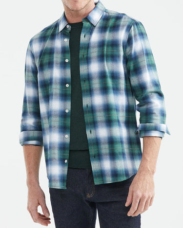 PLAID COTTON SHIRT IN BLUE & GREEN