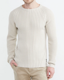 PULL COL ROND EN MAILLE BEIGE