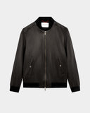 BOMBER LEATHER JACKET IN BLACK