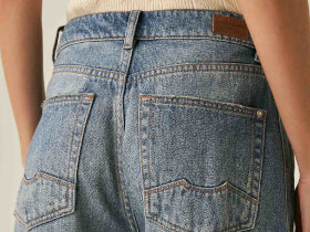 Women's Jeans Barrel Fit Crop - Blue Medium Wash