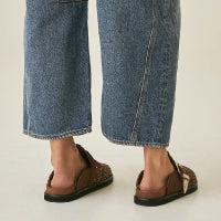 Women's Jeans Barrel Fit Crop - Blue Medium Wash
