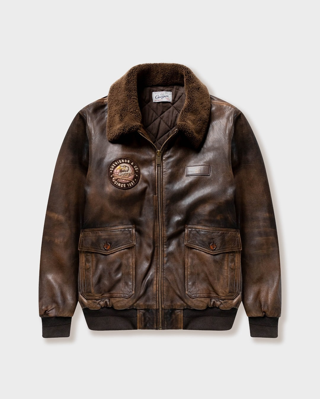 CENTURY 90 VARSITY LEATHER JACKET IN BROWN – Chevignon US