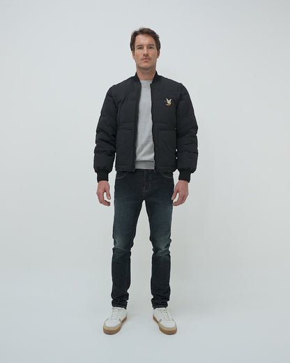 CONVERTIBLE QUILTED TOGS DOWN BOMBER IN BLACK