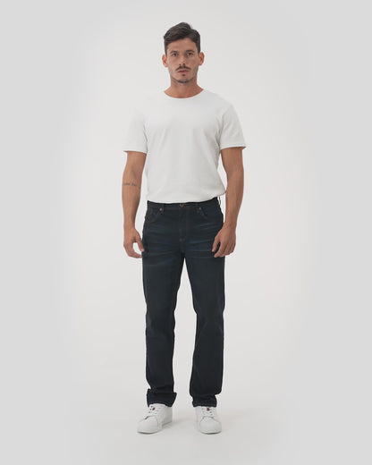 JEANS RECTOS DE TIRO MEDIO EN LAVADO ULTRA OSCURO