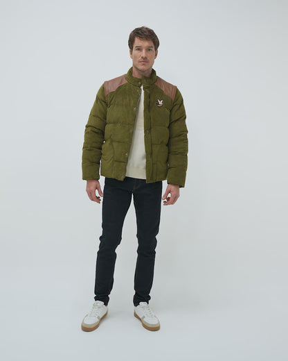 CORDUROY QUILTED TOGS PUFFER IN GREEN