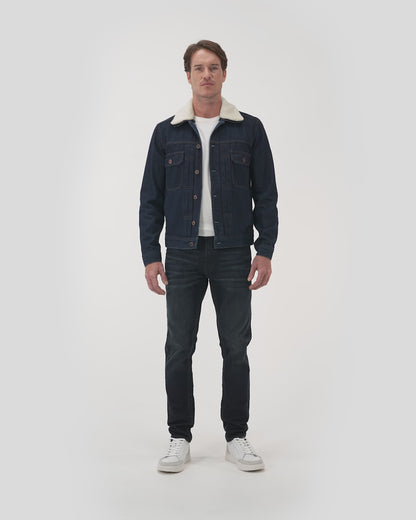 DARK WASH DENIM UTILITY JACKET