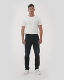 STRAIGHT FIT MID-RISE DARK JEANS IN ULTRA DARK WASH ST027