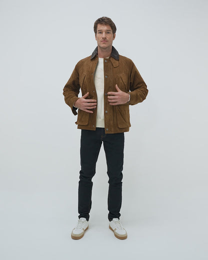 HUNTER FIELD SUEDE JACKET IN BROWN