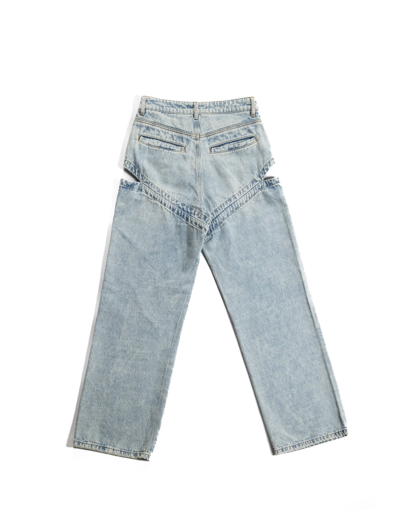 Women's Side Slit Wide Leg Jeans - Blue