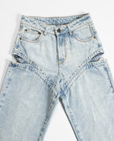 Women's Side Slit Wide Leg Jeans - Blue